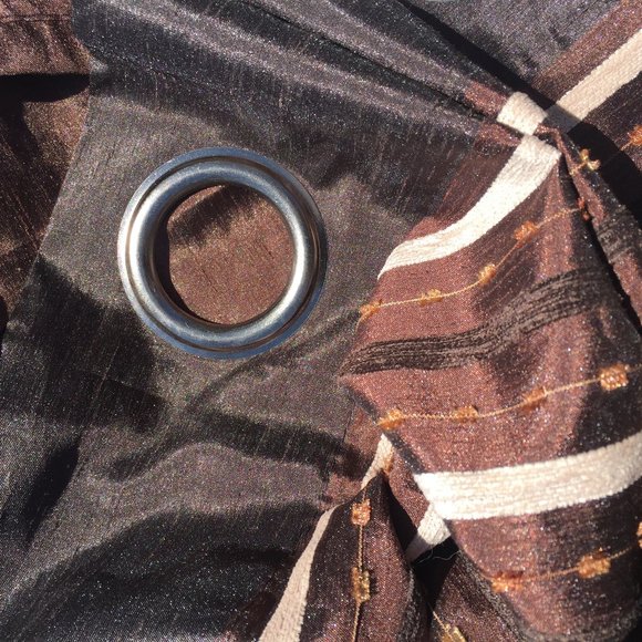 Bundle Sale! Brown Striped Curtain with Big Grommets - Picture 3 of 3